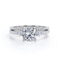 Certified 1.75 CT Round Lab Diamond with Semi Eternity Pave Bridal Set