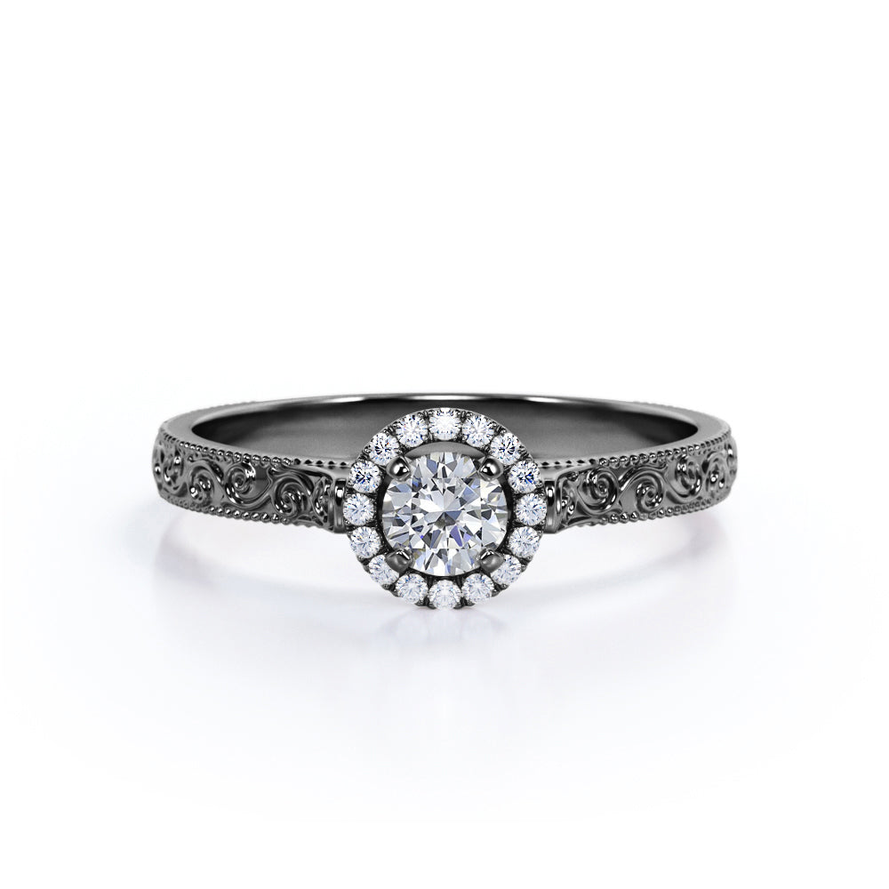 Certified 1.25 CT Round Lab Diamond Halo Filigree Engagement ring