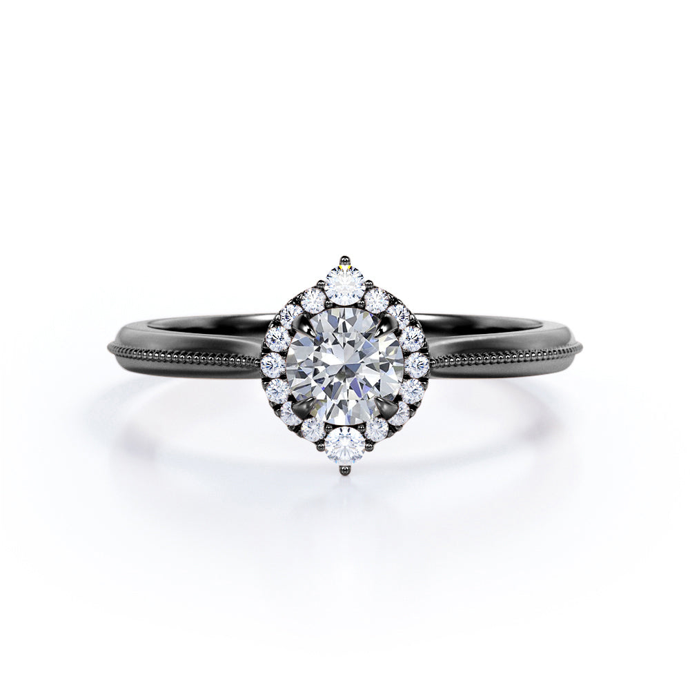 Certified 1.25 CT Round Lab Diamond Modern Halo Engagement ring