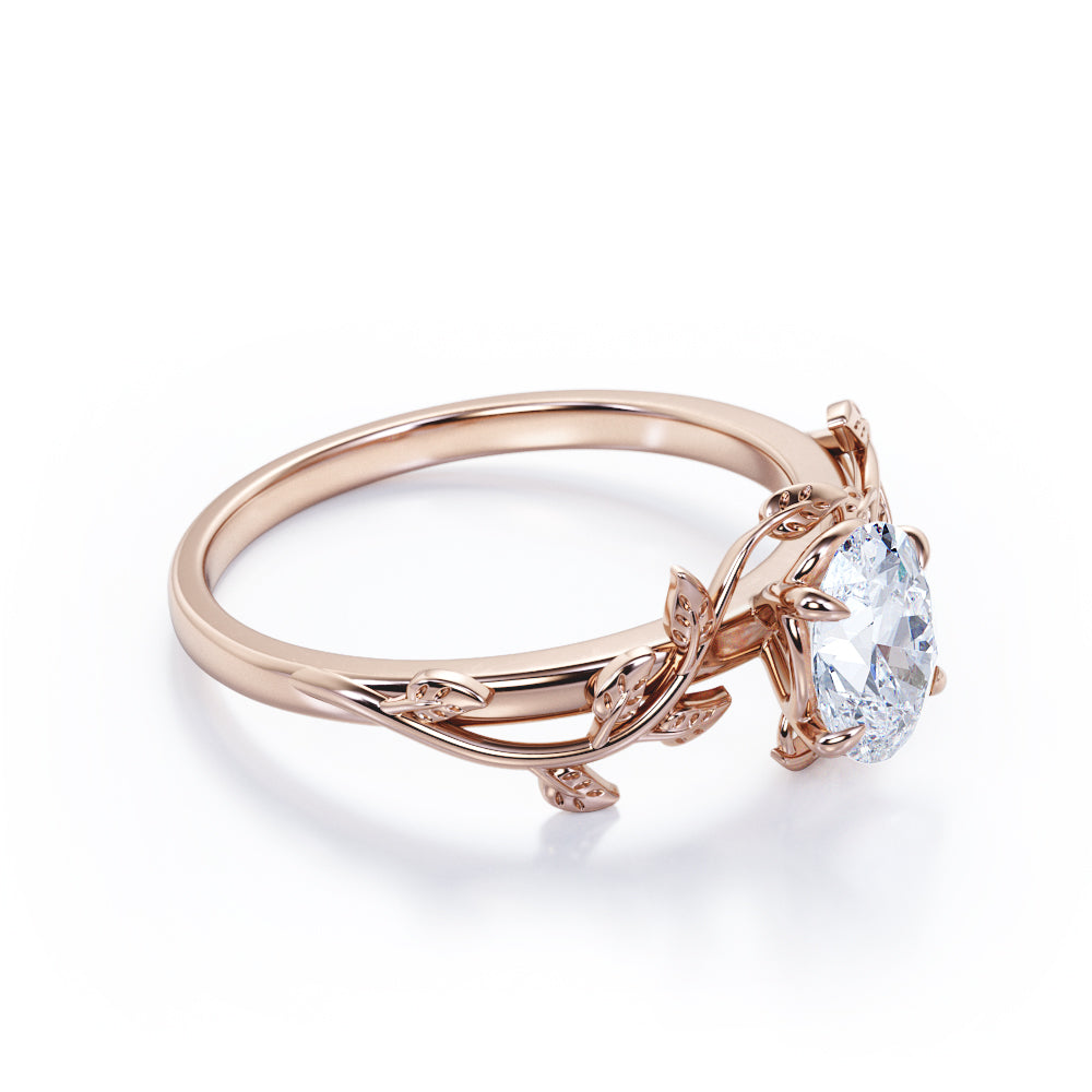 Nature Inspired 1 Carat Oval Cut Moissanite Engagement Ring