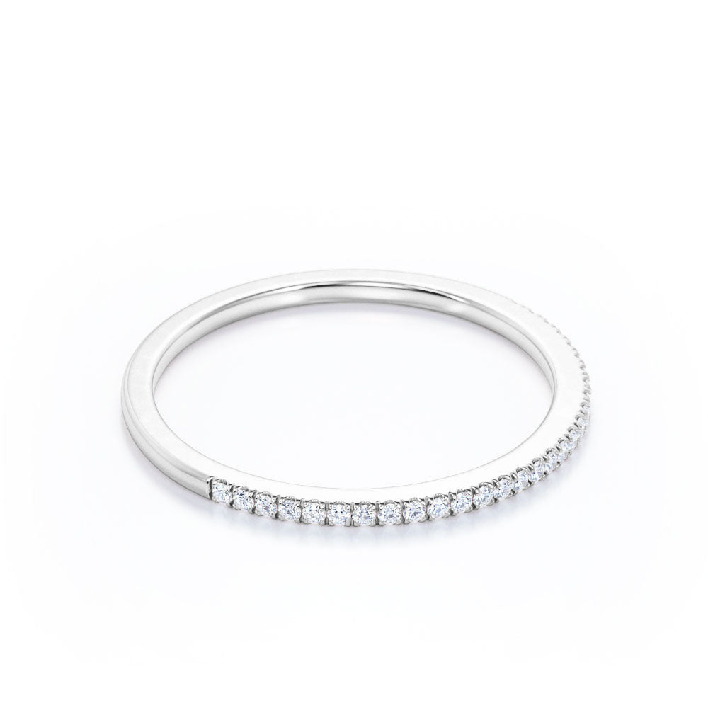 JeenMata 0.25 Carat Moissanite Classic Round Cut Pave Accented Wedding Band