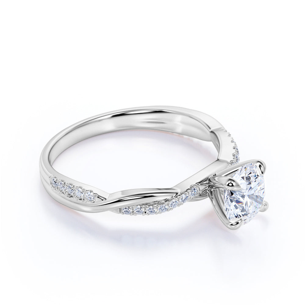1.25 Carat Round Cut Moissanite Infinity Engagement Ring
