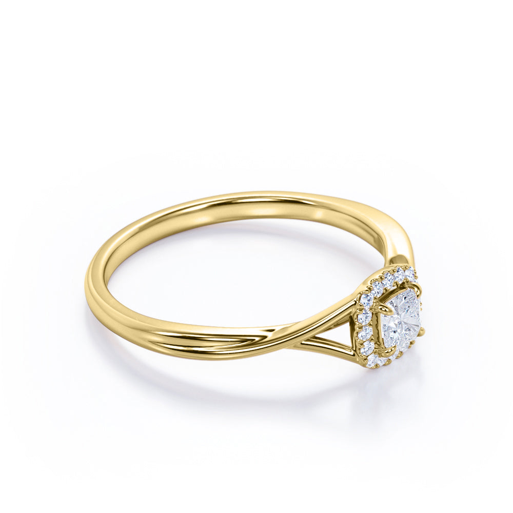 Certified 1.25 CT Round Lab Diamond Split Shank Halo Engagement ring