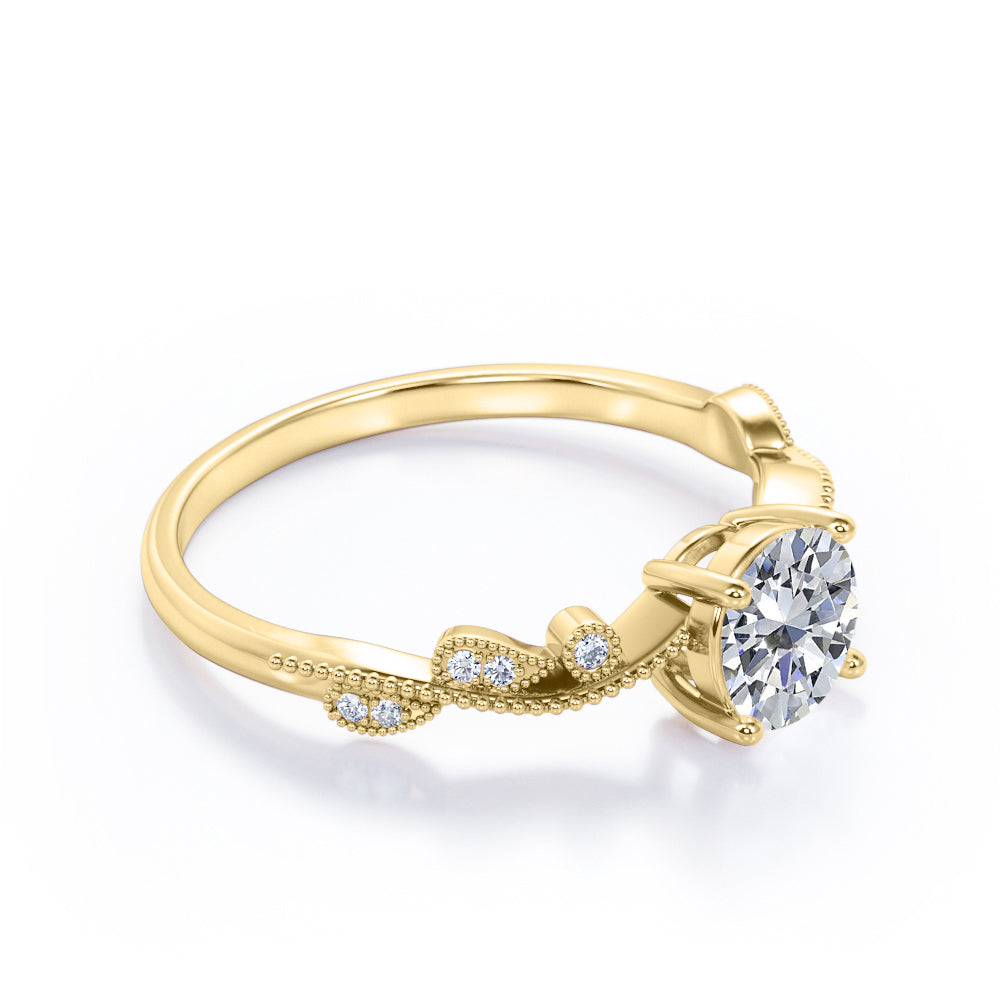 Certified 1.25 CT Round Lab Diamond Solitaire Art Deco Engagement Ring