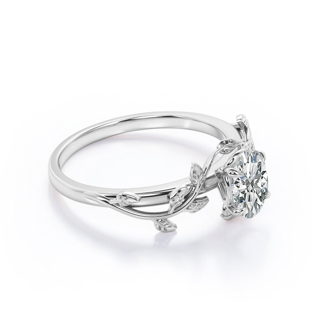 Nature Inspired 1 Carat Oval Cut Moissanite Engagement Ring