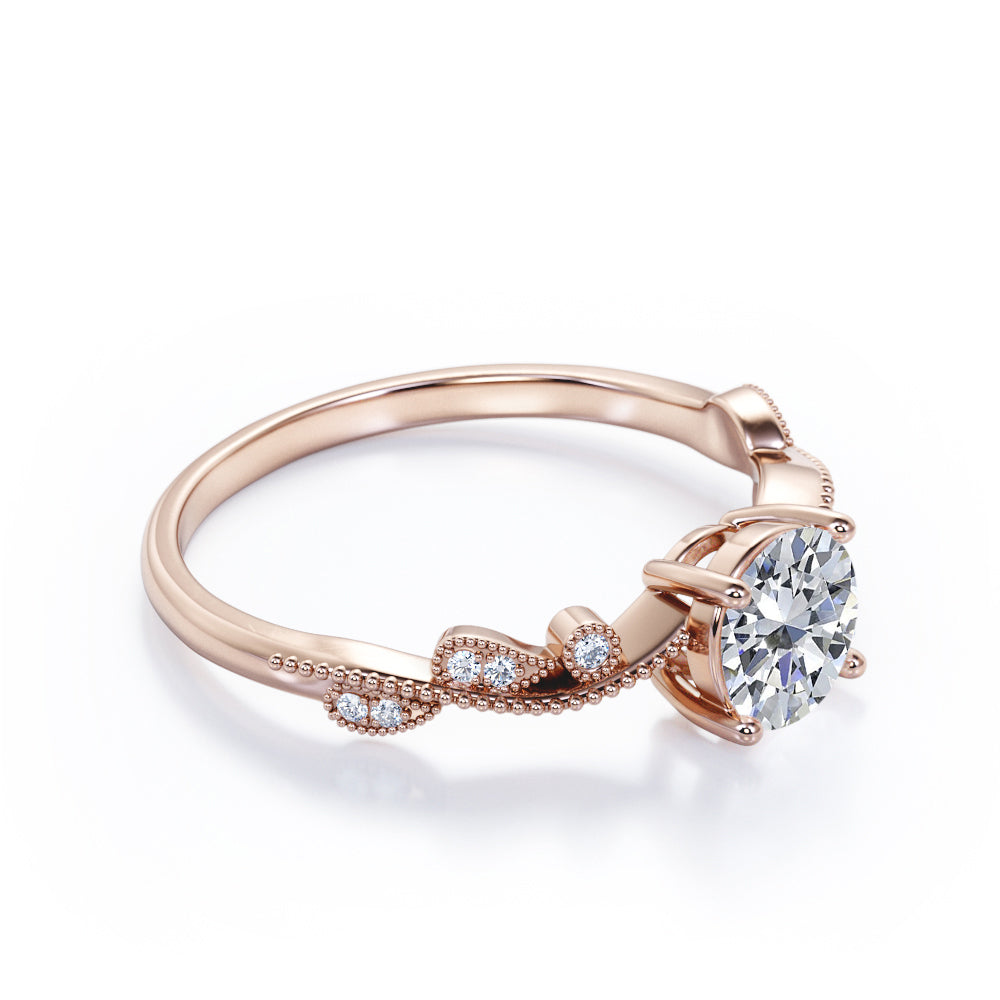 Certified 1.25 CT Round Lab Diamond Solitaire Art Deco Engagement Ring