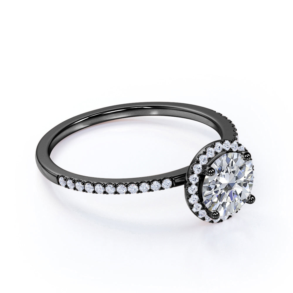 Classic 1.50 Carat Round Cut Moissanite Halo Engagement Ring