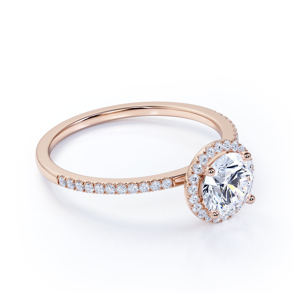 Classic 1.50 Carat Round Cut Moissanite Halo Engagement Ring