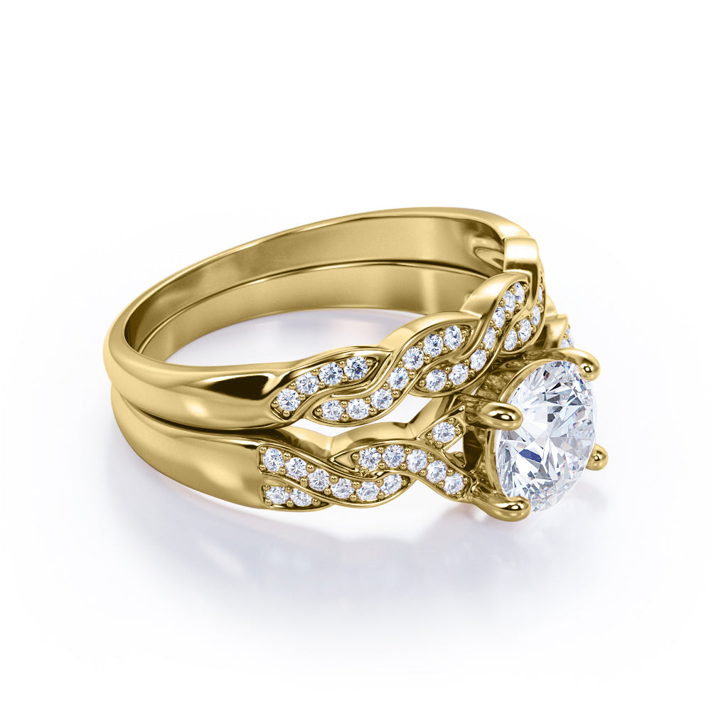 Infinity 1.50 Carat Round Cut Moissanite Wedding Ring Set