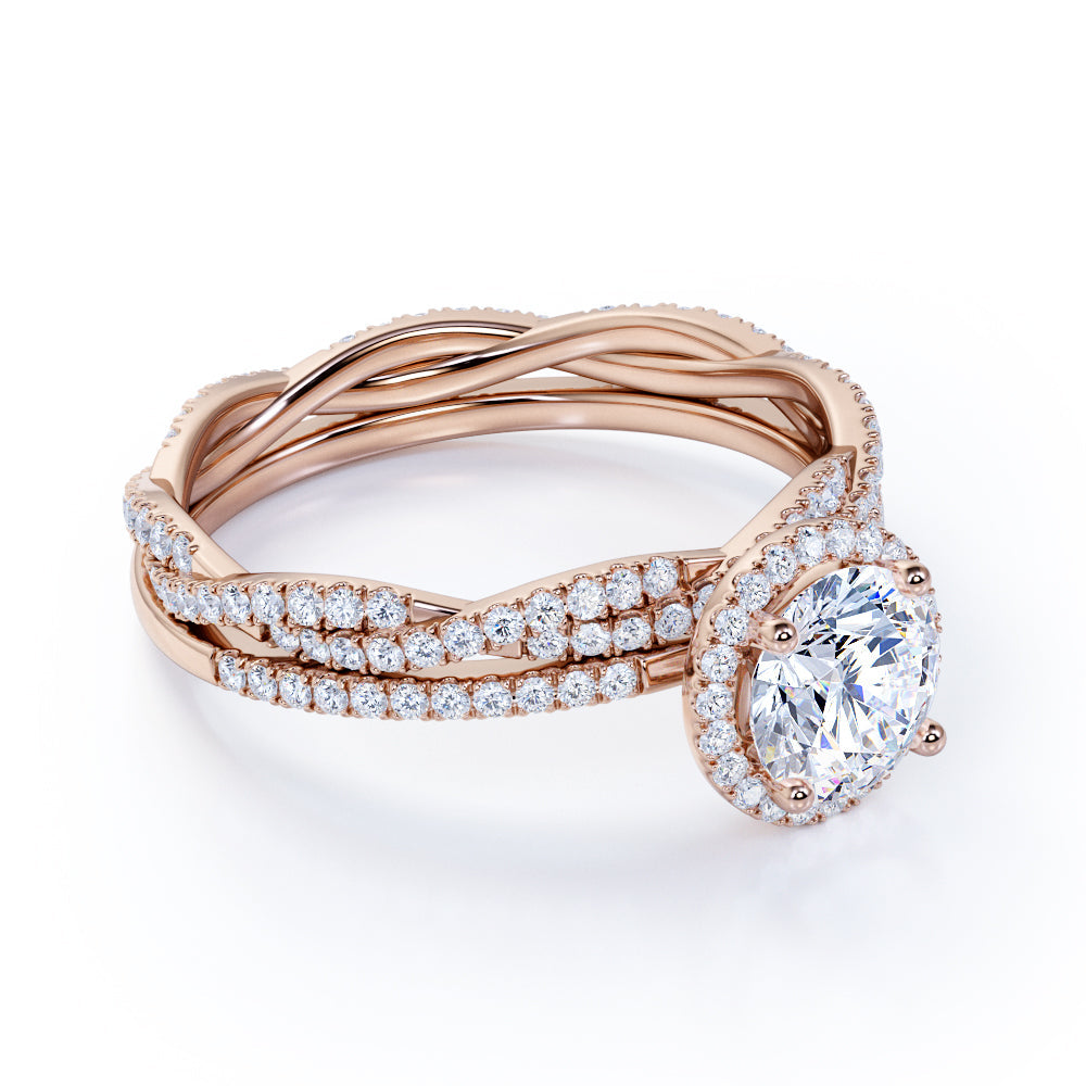 2 Carat Round Cut Moissanite Infinity Wedding Set