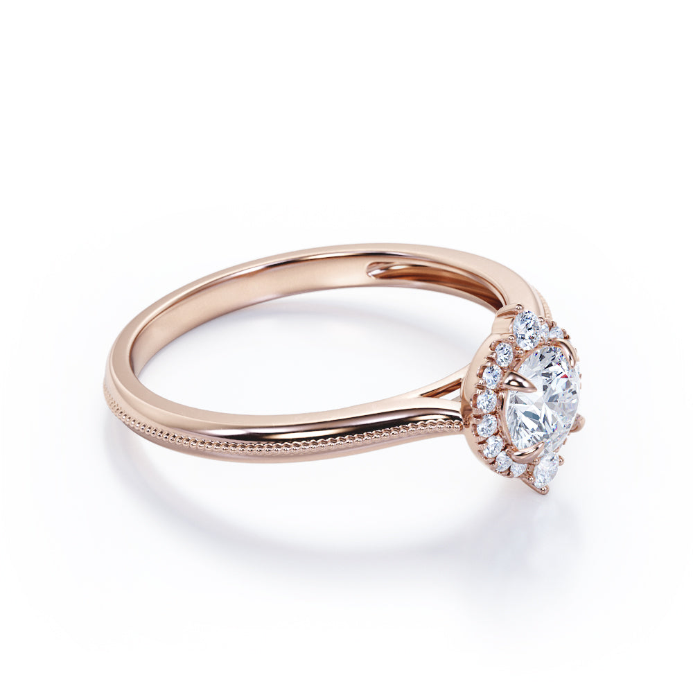 Certified 1.25 CT Round Lab Diamond Modern Halo Engagement ring