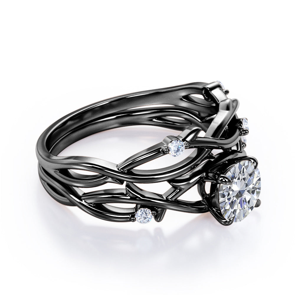 Twisted Twig 0.55 ct Round Moissanite Bridal Set