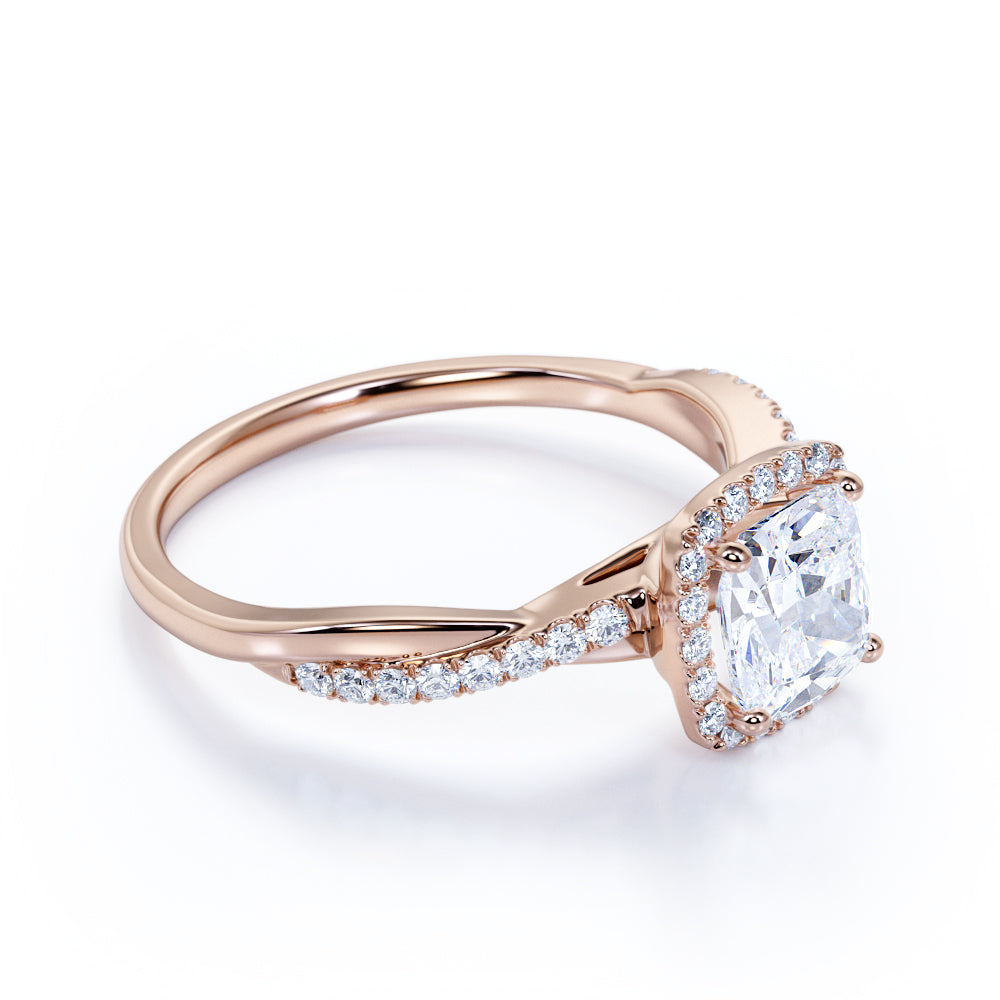 Halo 1.50 Carat Cushion Cut Moissanite Engagement Ring