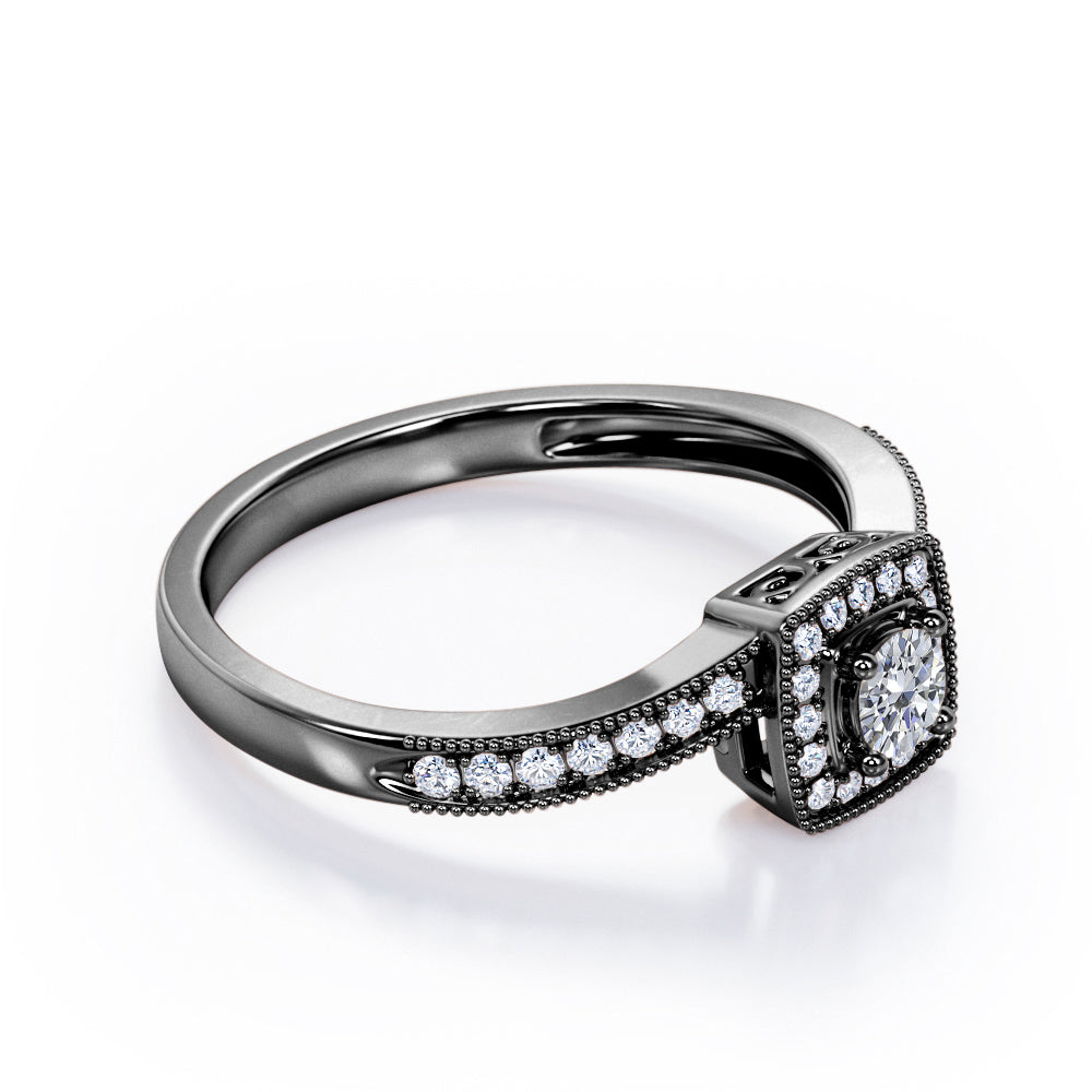 Vintage 1.25 Carat Round Cut Moissanite Pave Ring