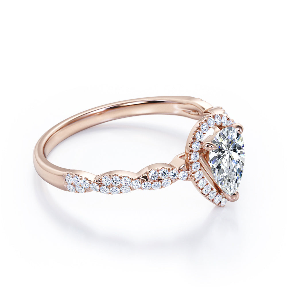 1.25 Carat Pear Moissanite Infinity Engagement Ring