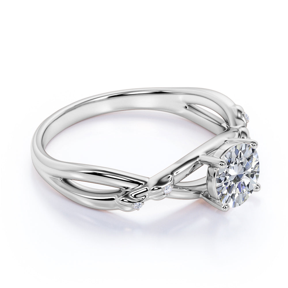 Certified 1.1 CT Round Lab Diamond - Infinity Engagement Ring