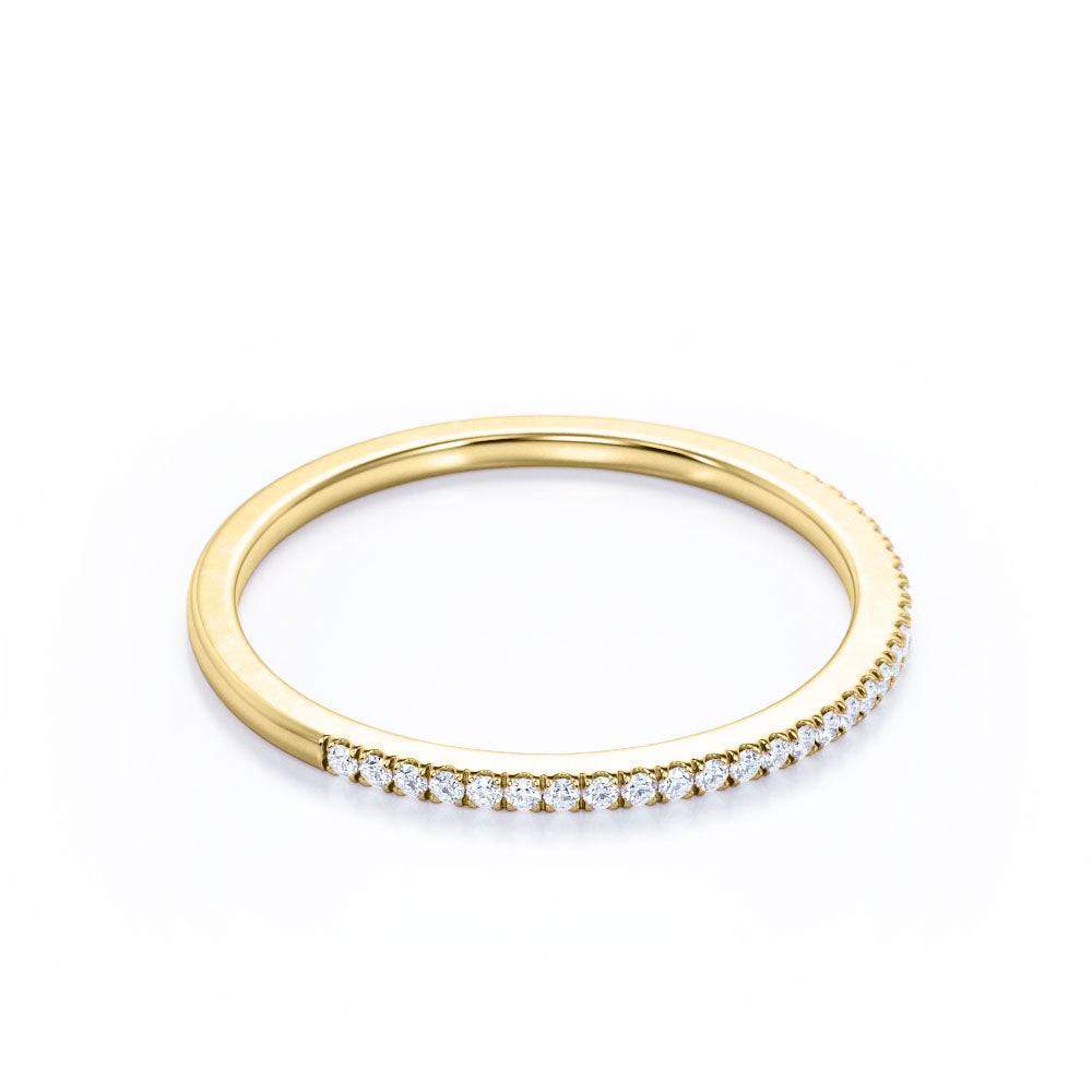 JeenMata Pave Accented - 0.25 Carat Round Cut -April Birthstone- Classic Wedding Band - 18K White Gold Plating for Women