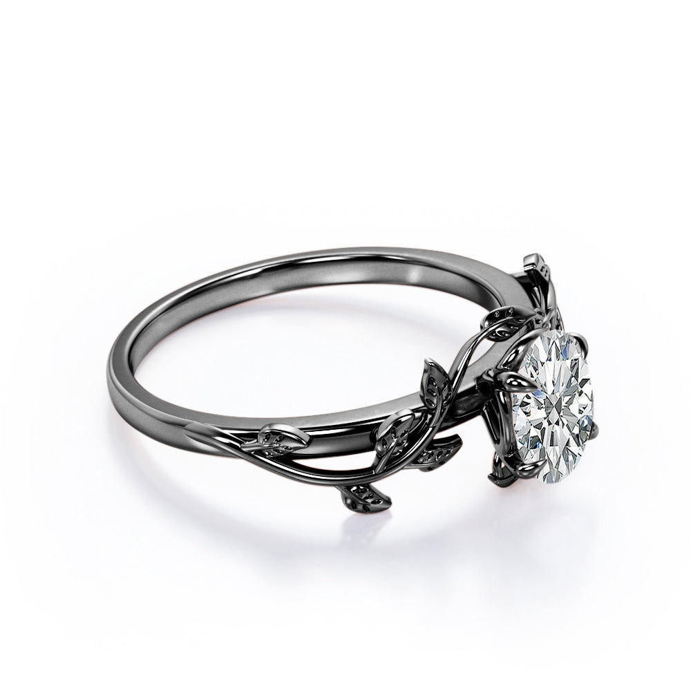 Nature Inspired 1 Carat Oval Cut Moissanite Engagement Ring