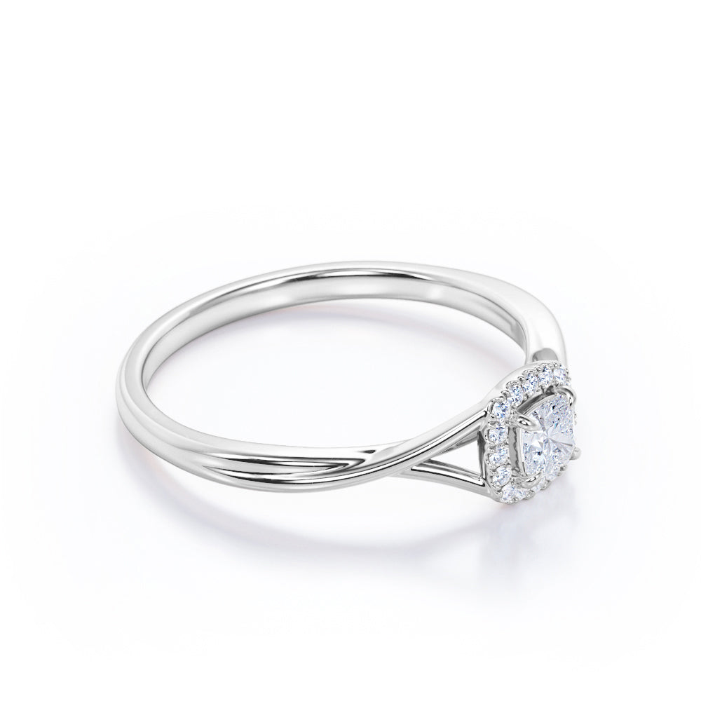 Certified 1.25 CT Round Lab Diamond Split Shank Halo Engagement ring