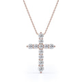 Certified Lab Grown Diamond Cross Pendant Necklace in 18K Rose Gold over Silver