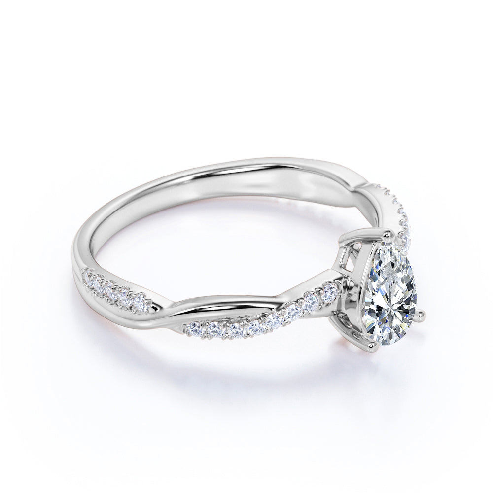 Teardrop 1.75 Carat Moissanite Infinity Engagement Ring