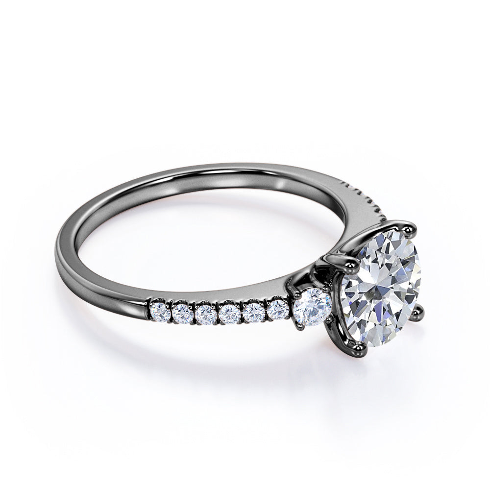 Certified 1.35 CT Round Lab Diamond Half Eternity Pave Engagement Ring