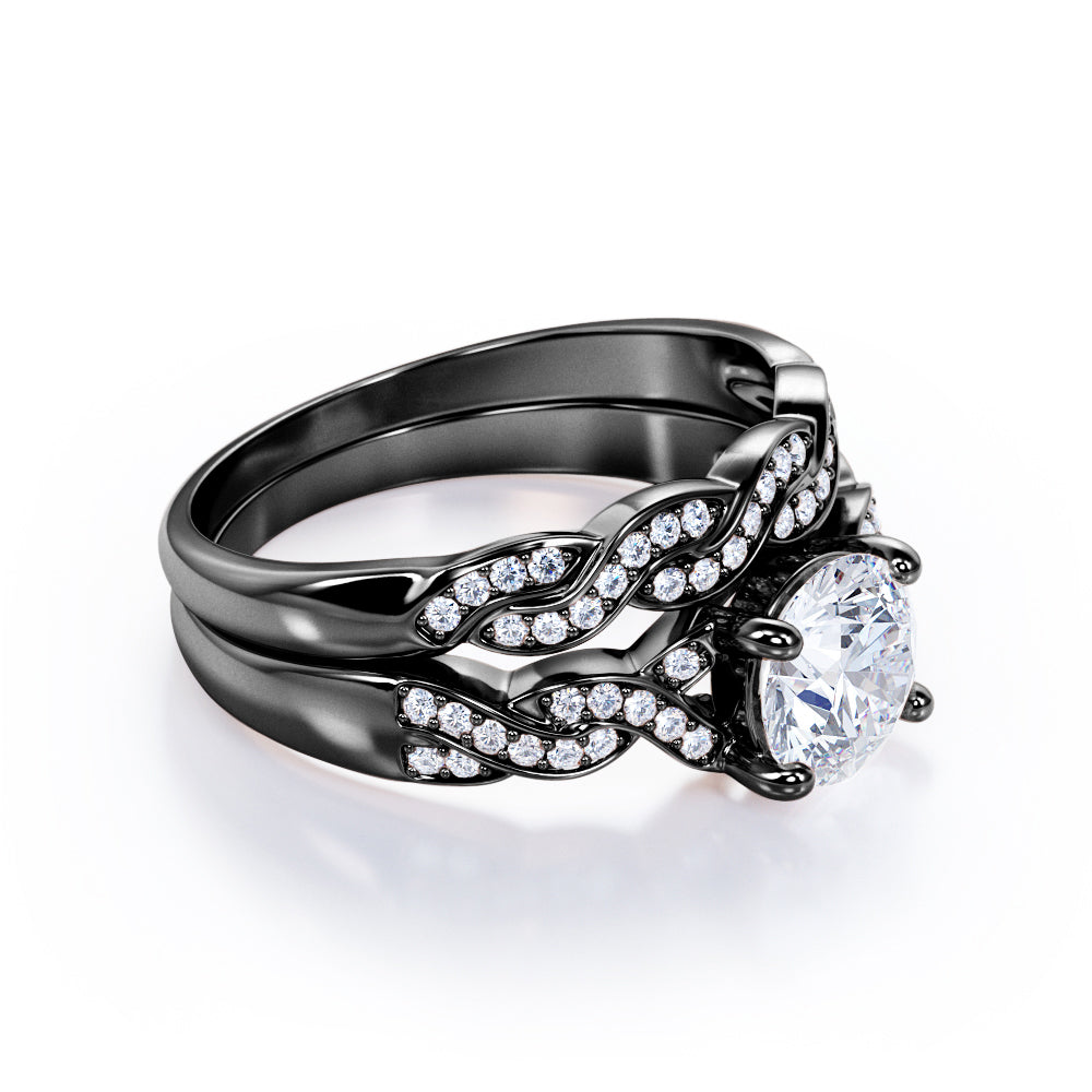 Infinity 1.50 Carat Round Cut Moissanite Wedding Ring Set