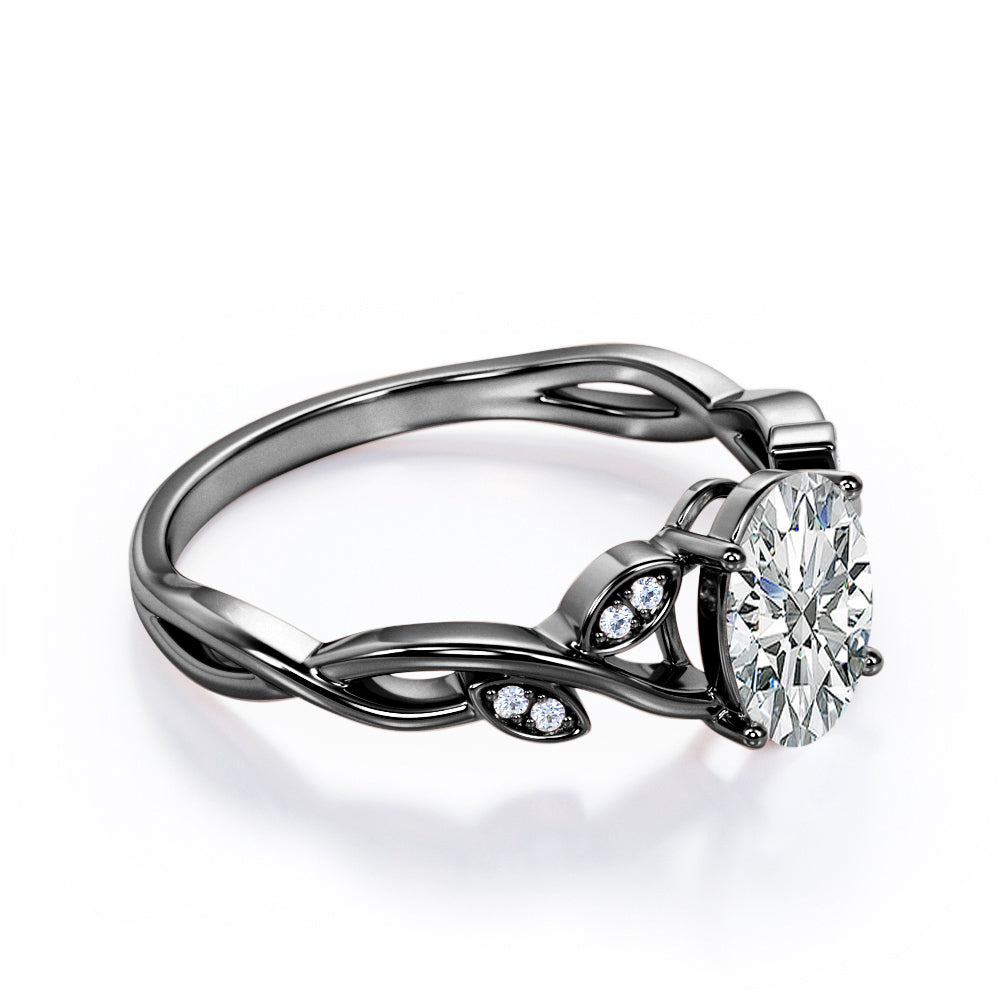 Twisted 1.1 Carat Oval Moissanite Engagement Ring