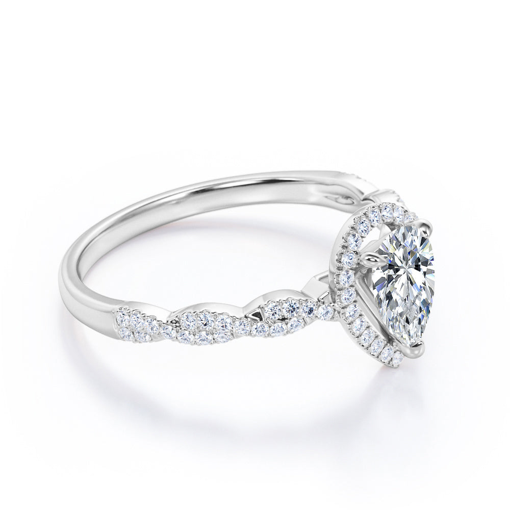 1.25 Carat Pear Moissanite Infinity Engagement Ring