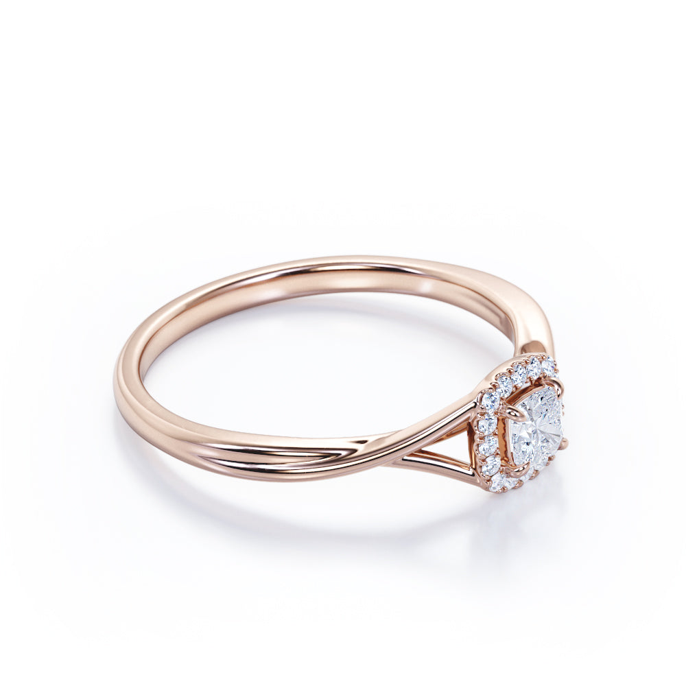 Certified 1.25 CT Round Lab Diamond Split Shank Halo Engagement ring