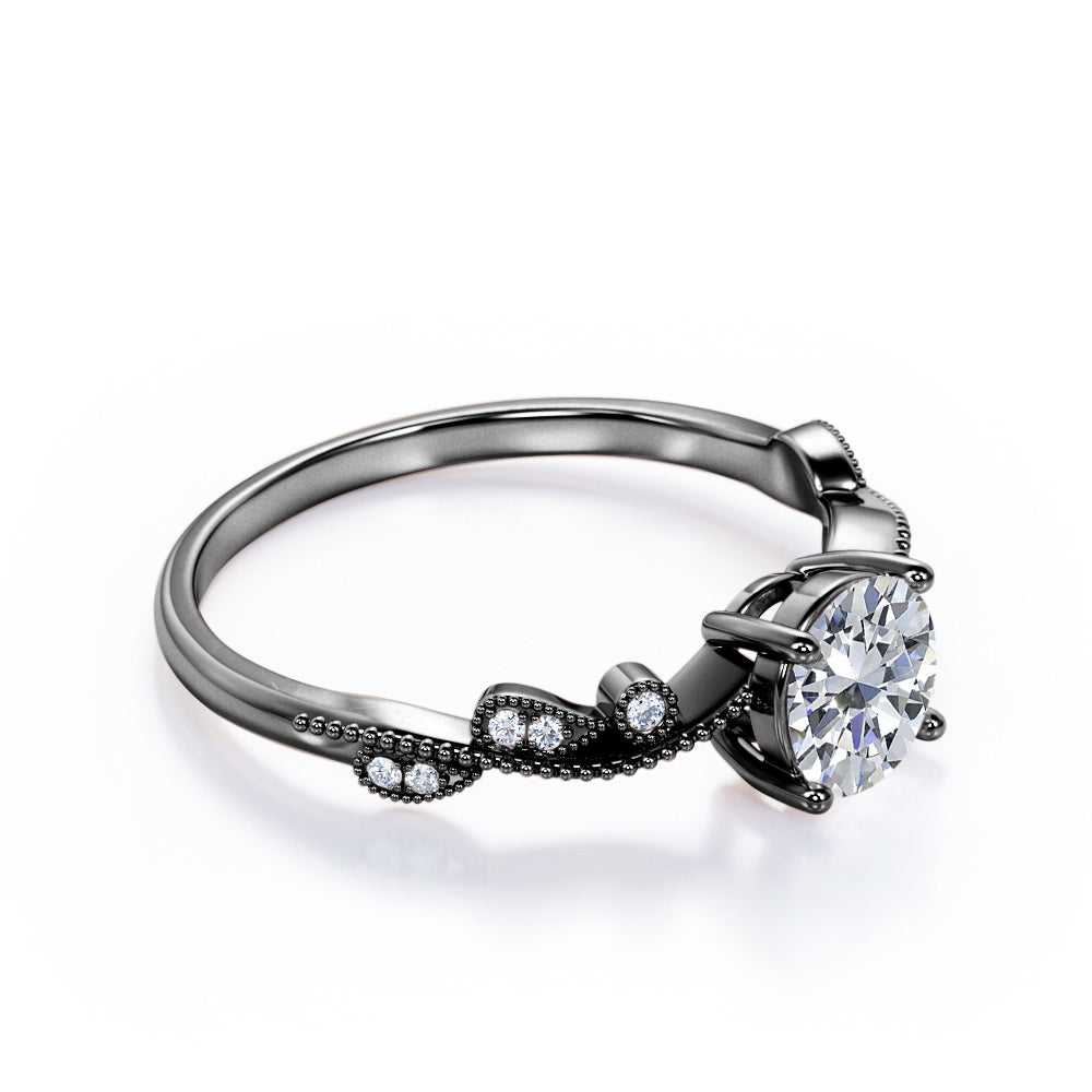 Certified 1.25 CT Round Lab Diamond Solitaire Art Deco Engagement Ring