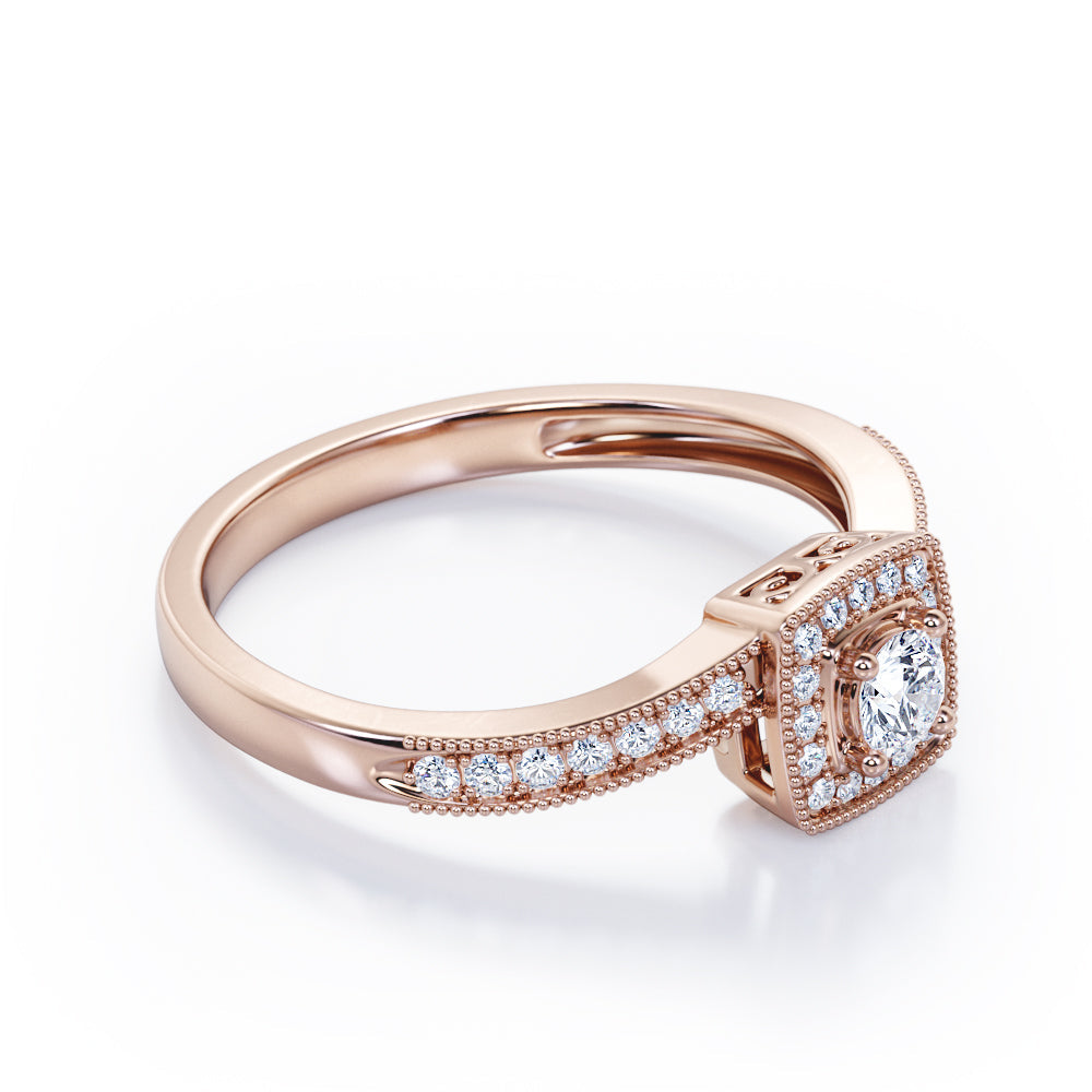 Vintage 1.25 Carat Round Cut Moissanite Pave Ring