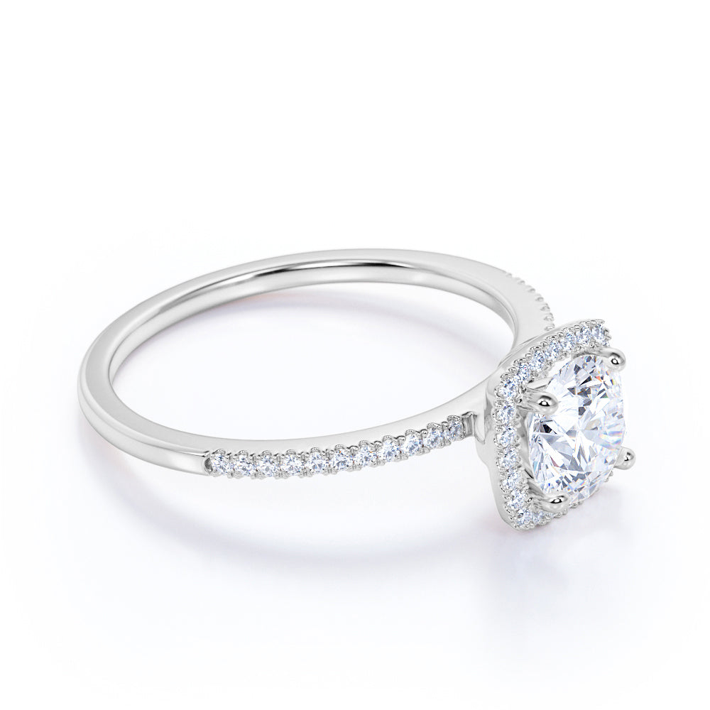 1.50 Carat Round Cut Moissanite  Halo Engagement Ring