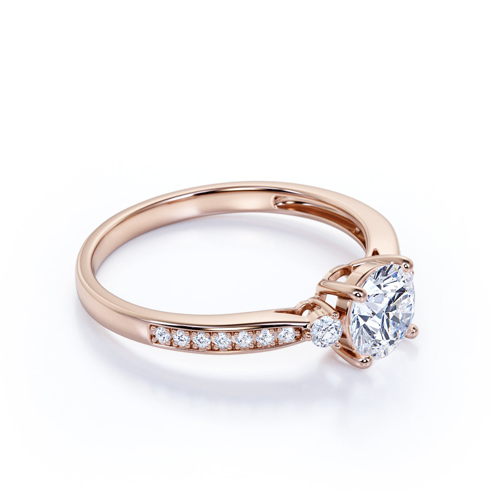 Certified 1.5 CT Round Lab Diamond 3 Stone Channel Set Engagement Ring