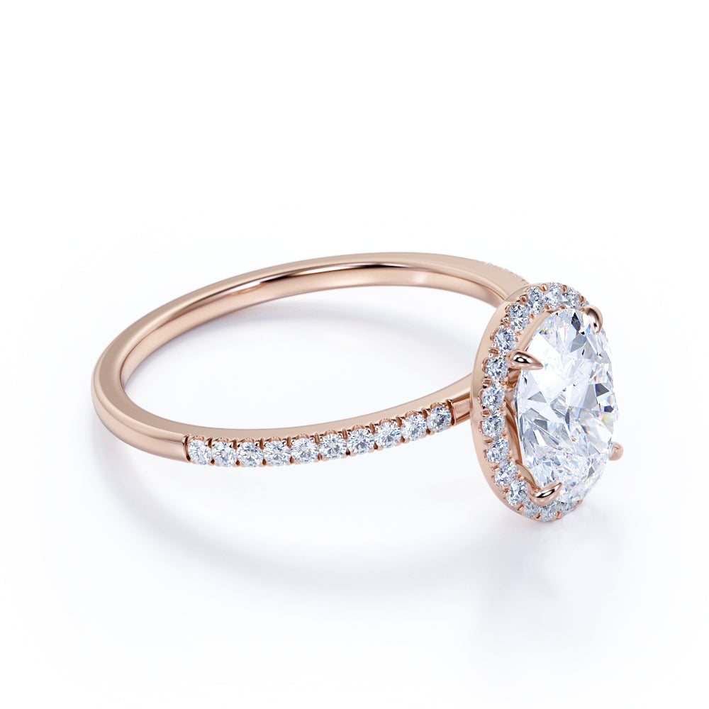 1.50 Carat Oval Cut Moissanite Halo Engagement Ring