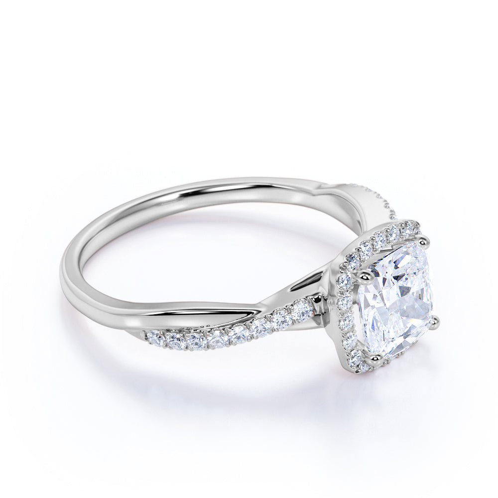 Halo 1.50 Carat Cushion Cut Moissanite Engagement Ring