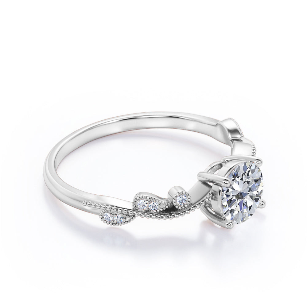 Certified 1.25 CT Round Lab Diamond Solitaire Art Deco Engagement Ring