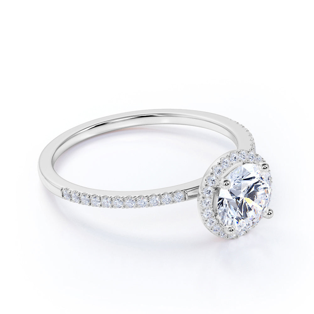 Classic 1.50 Carat Round Cut Moissanite Halo Engagement Ring