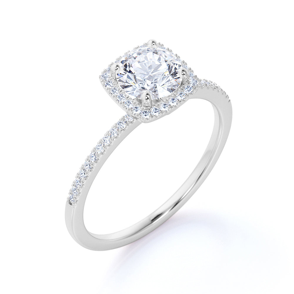 1.50 Carat Round Cut Moissanite  Halo Engagement Ring