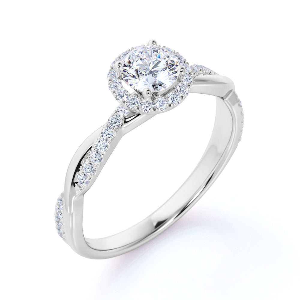 Certified 1.5 CT Round Lab Diamond Clustered Halo Infinity Engagement Ring