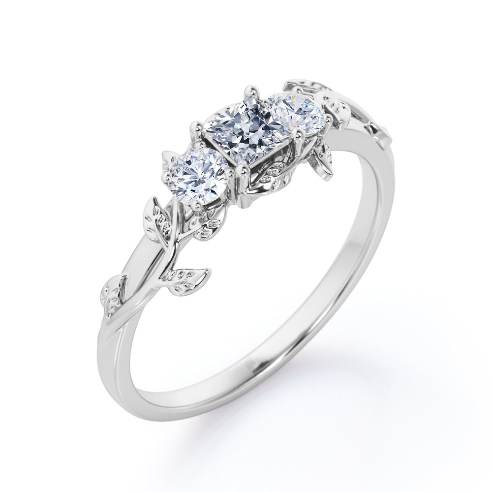 1 Carat Princess Cut Moissanite Nature Inspired Ring