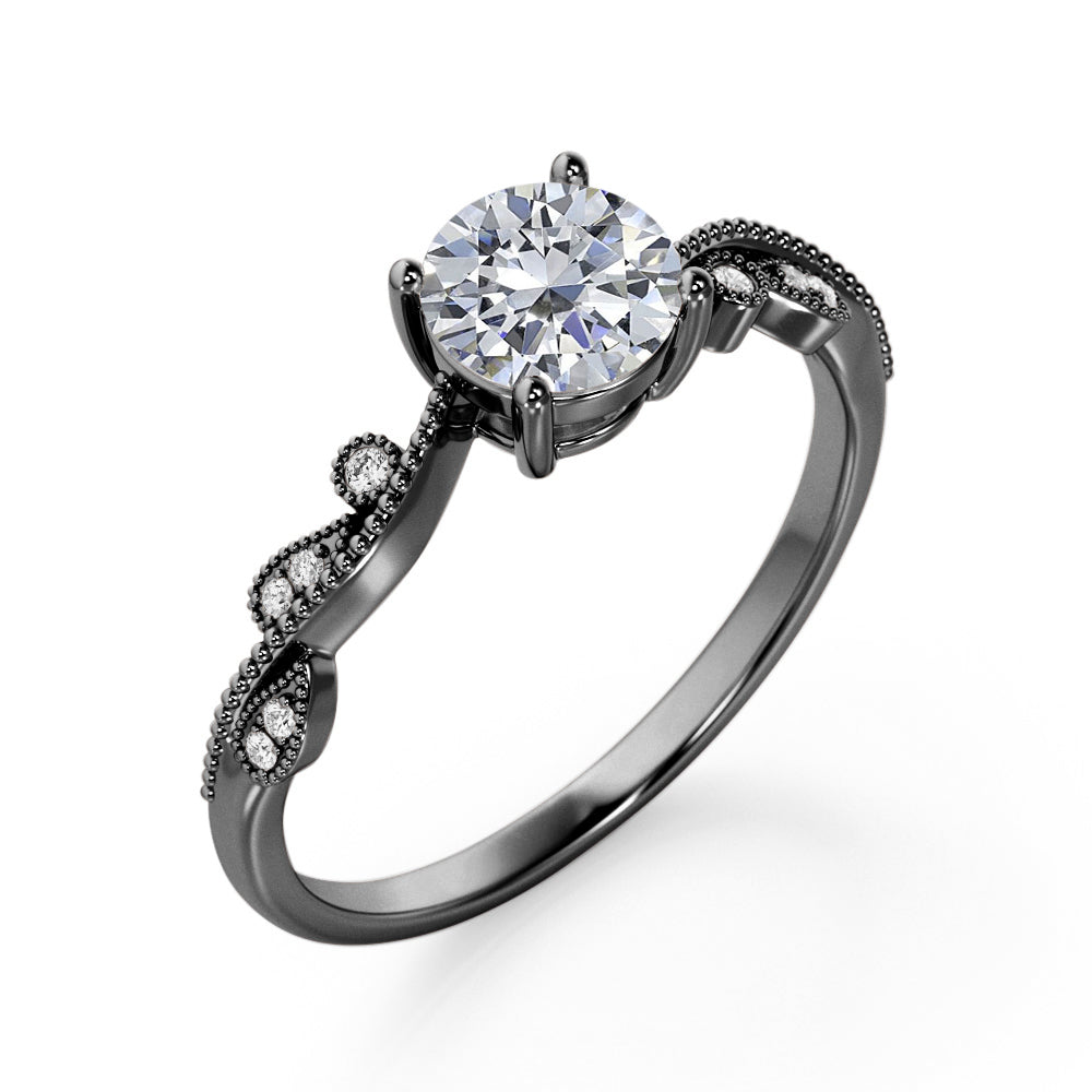 Certified 1.25 CT Round Lab Diamond Solitaire Art Deco Engagement Ring