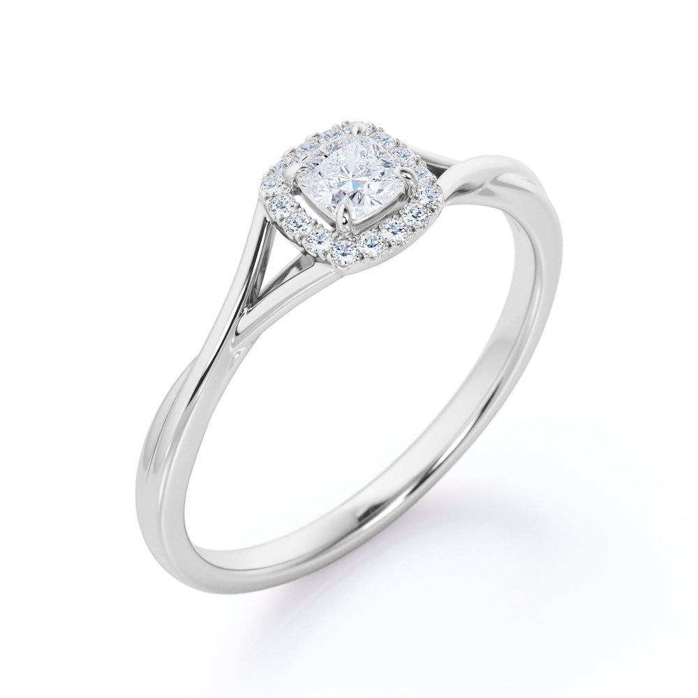 Certified 1.25 CT Round Lab Diamond Split Shank Halo Engagement ring