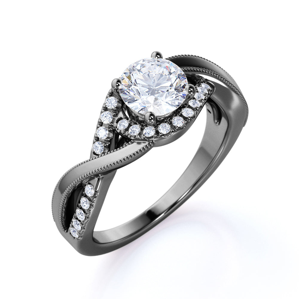 Certified 1 CT Round Lab Diamond Half Eternity Engagement Ring