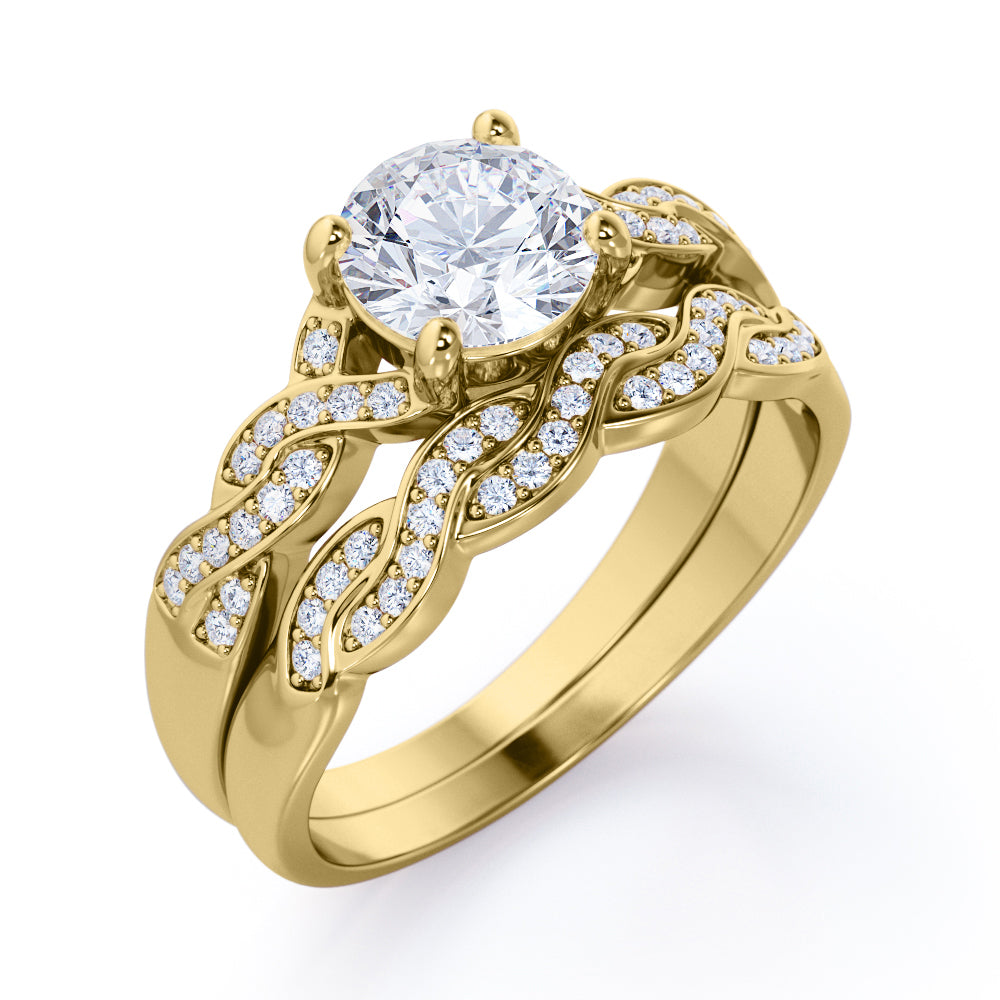 Infinity 1.50 Carat Round Cut Moissanite Wedding Ring Set