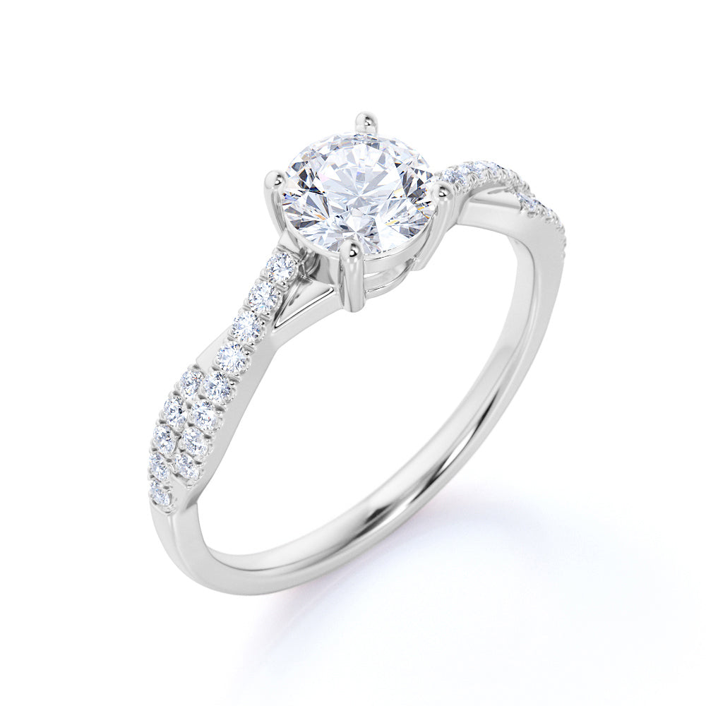 Certified 1.5 CT Round Lab Diamond Four Prong Engagement Ring
