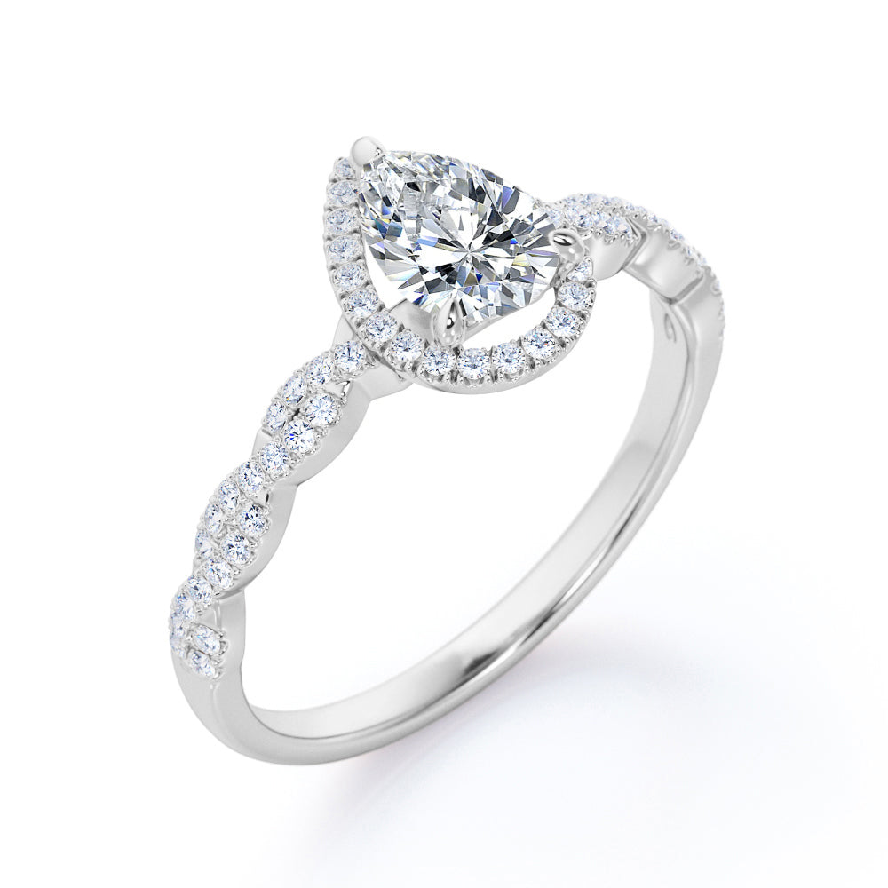 1.25 Carat Pear Moissanite Infinity Engagement Ring
