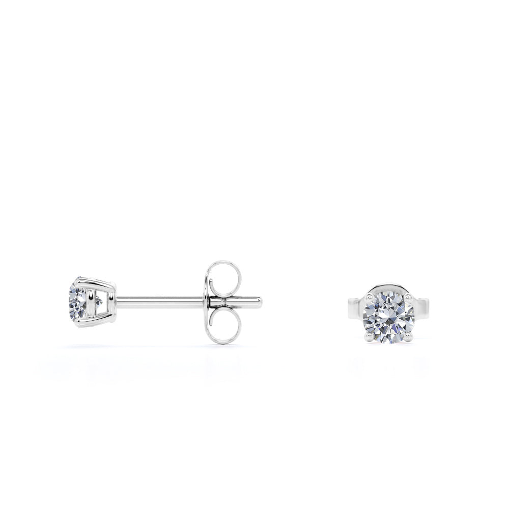 JeenMata 4 Prong 0.5 Carat Round Shaped Moissanite Solitaire Stud Earrings in 18k Rose Gold Plating for Women