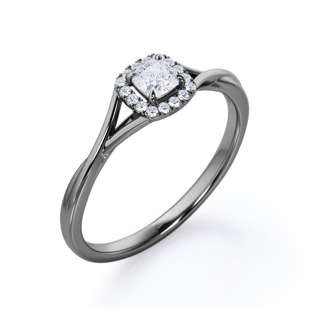 Certified 1.25 CT Round Lab Diamond Split Shank Halo Engagement ring