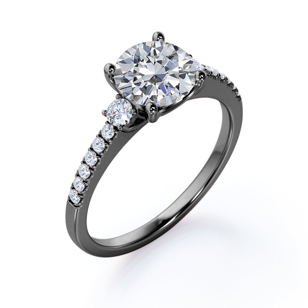 Certified 1.35 CT Round Lab Diamond Half Eternity Pave Engagement Ring